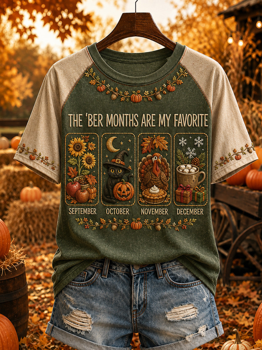 Women's autumn and winter theme pattern design casual short-sleeve T-shirt