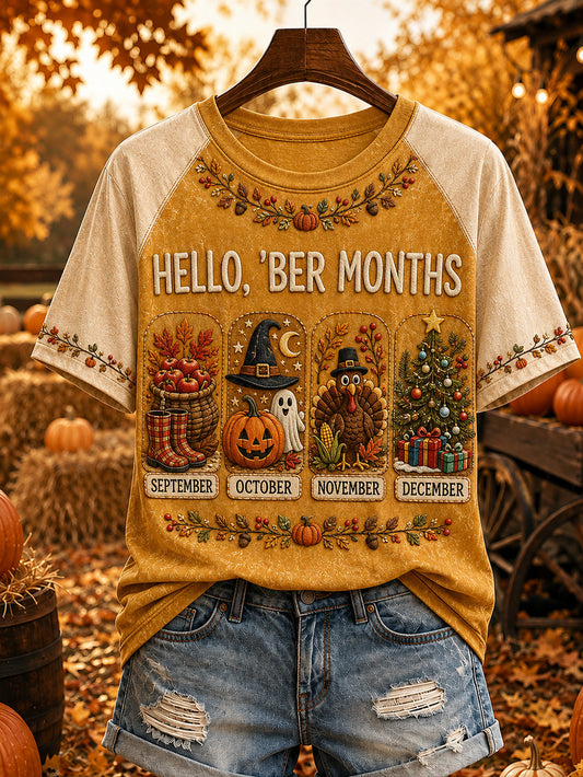 Women's autumn and winter theme pattern design casual short-sleeve T-shirt