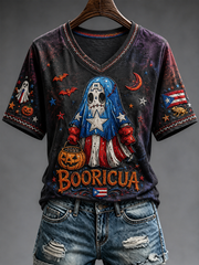 Women's Halloween in Puerto Rico BOORICUA Printed short-sleeved T-shirt