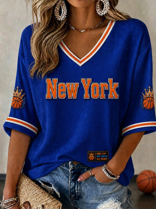 Women's Classic Basketball Fan Graphic Waffle T-shirt