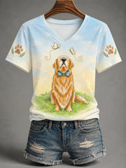 Women's Forever In Our Hearts Run Free Tucker Dog Lovers V-Neck Tee