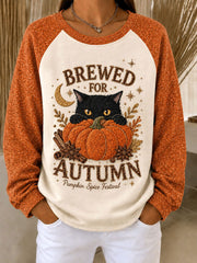 Women's Autumn Pumpkins Raglan Sleeve Sweatshirt