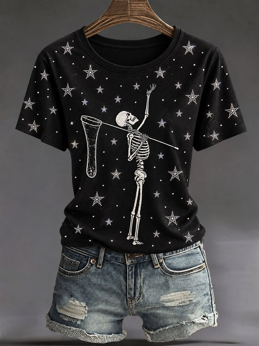 Women's Halloween Gothic Fun Skull Casual T-shirt