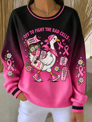 Women's "Off to fight the bad cells" breast cancer awareness sweatshirts