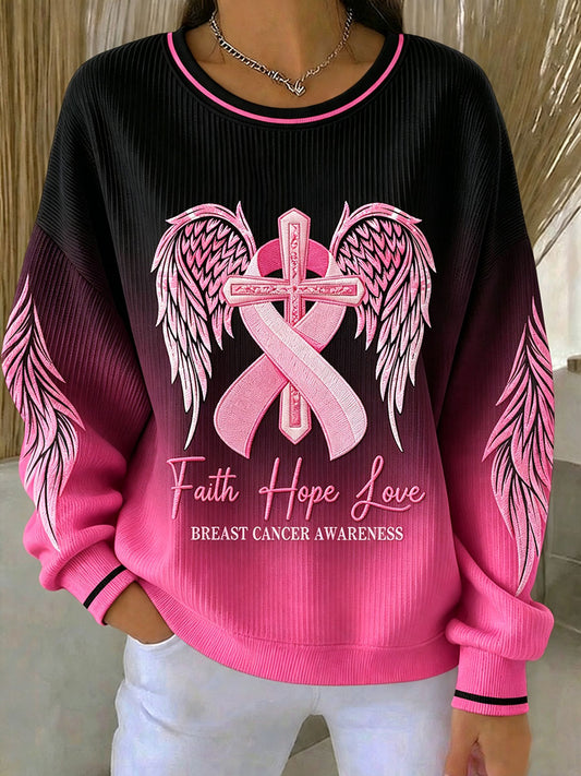 Women's "faith hope love" breast cancer awareness sweatshirts