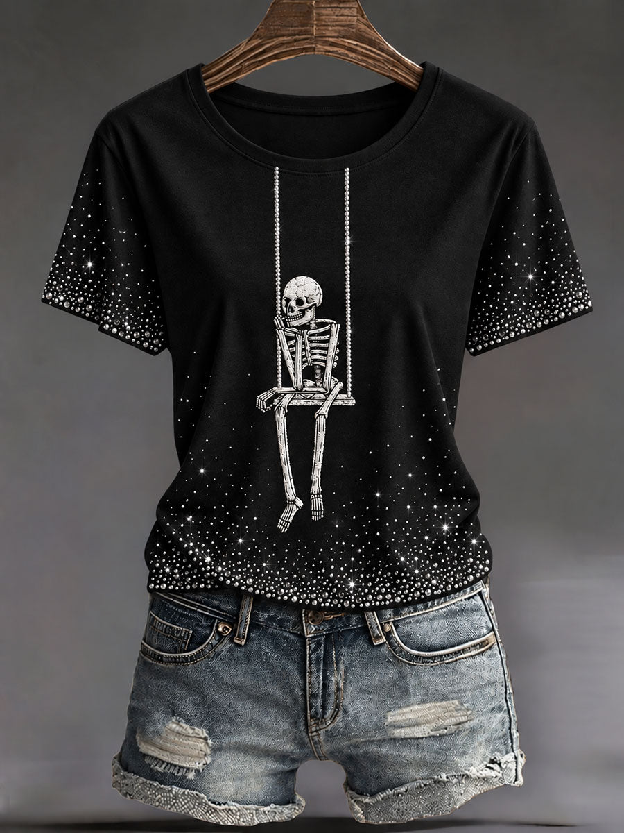 Women's Halloween Gothic Fun Skull Casual T-shirt