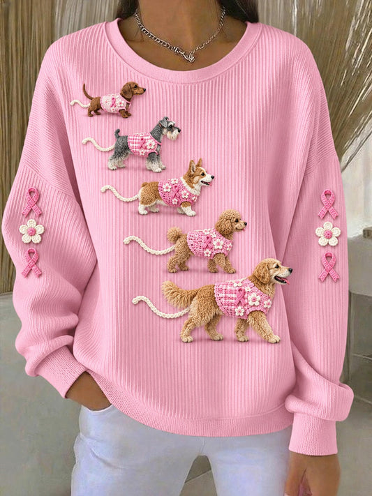 Women's Breast Cancer Dogs Printed Sweatshirt