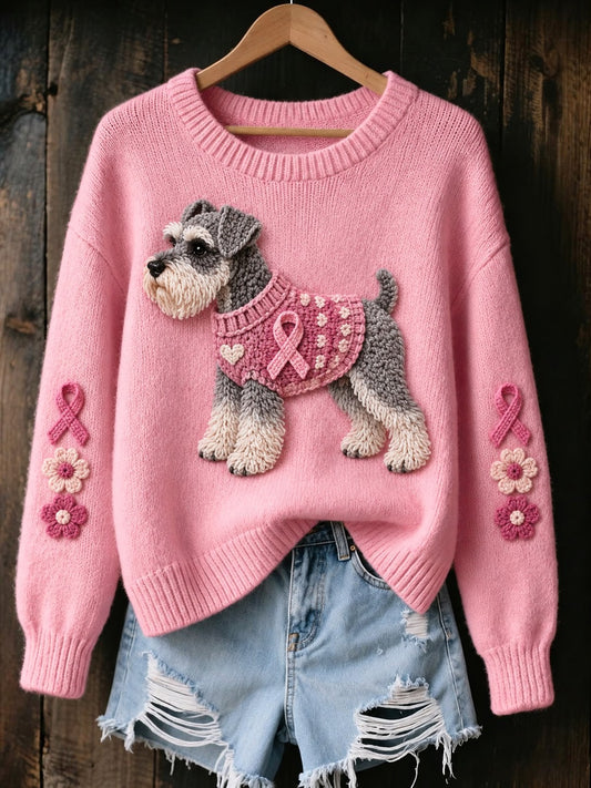 Women's Breast Cancer Dog Printed Sweater