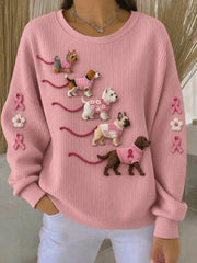Women's Breast Cancer Dogs Printed Sweatshirt