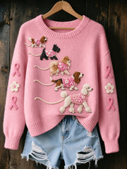 Women's Breast Cancer Dogs Printed Sweater