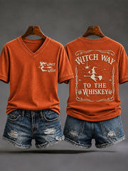 Women's Witch Way To The Whiskey Print Short-sleeved T-shirt
