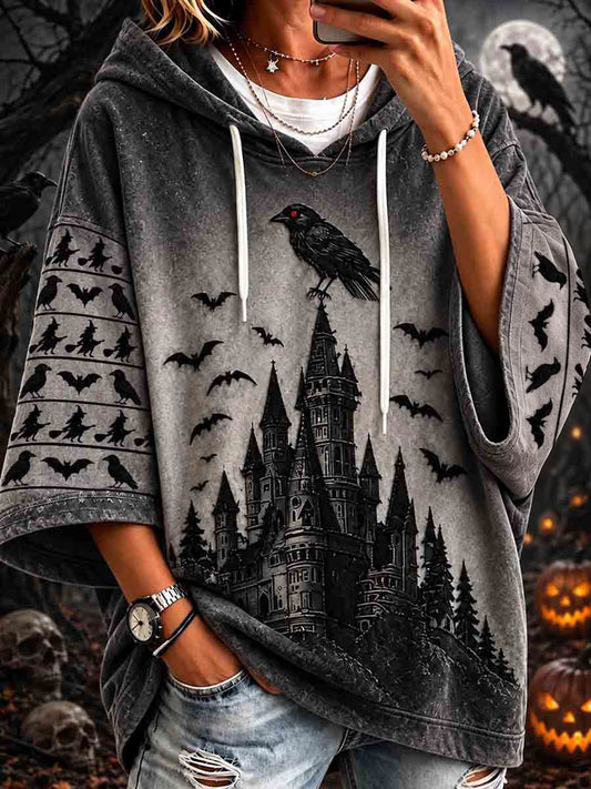 Women’s Gothic Halloween Bat Witch Crow Hoodie
