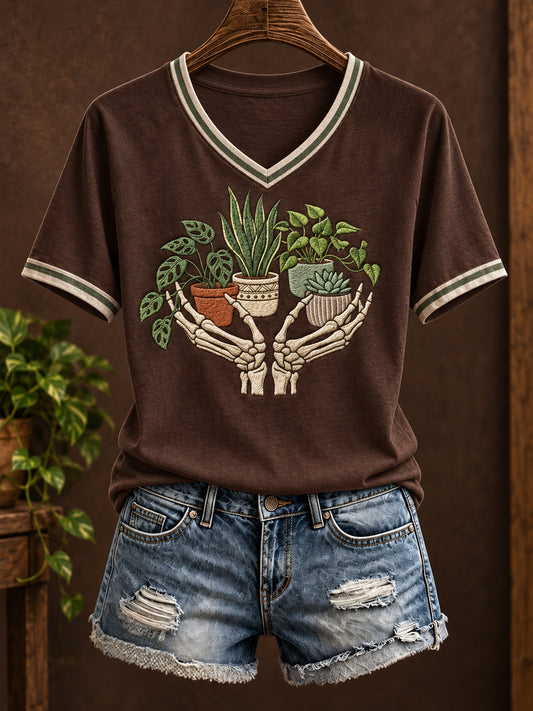Women's Plants Lover Art Printed T-shirt