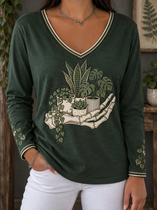 Women's Plants Lover Art Printed T-shirt