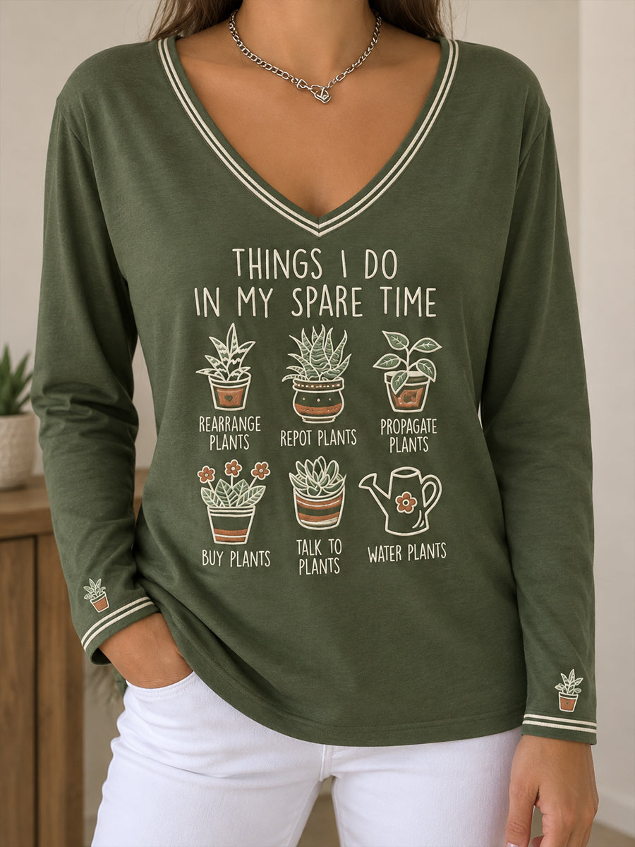 Women's Plants Lover Art Printed T-shirt