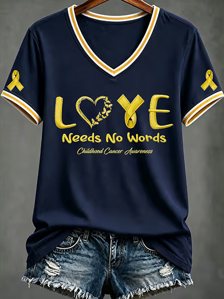 Women's Childhood Cancer Awareness Printed T-shirt