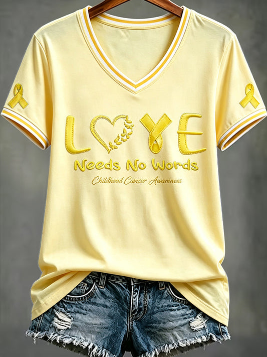 Women's Childhood Cancer Awareness Printed T-shirt