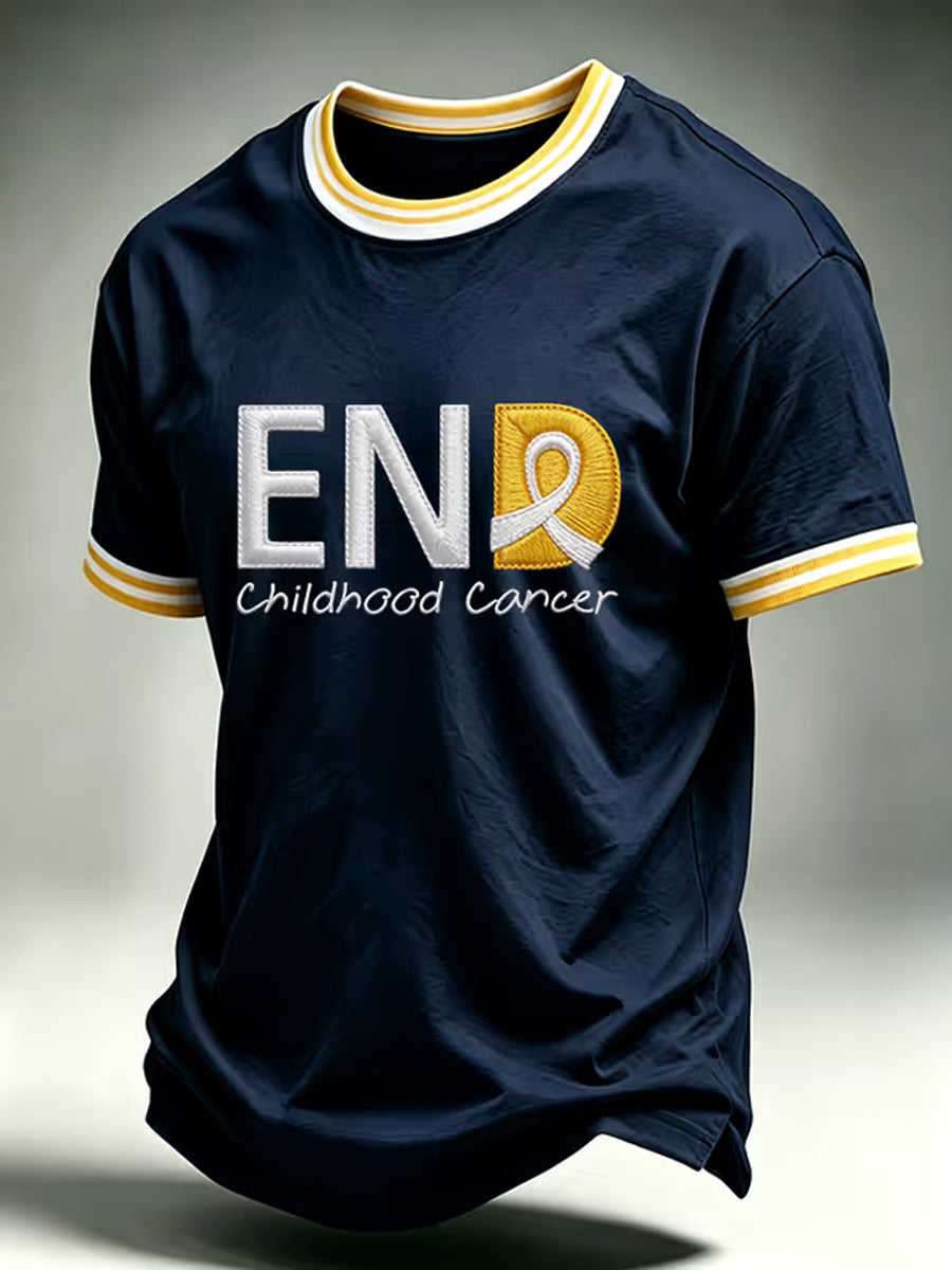 Men's Childhood Cancer Awareness Printed T-shirt