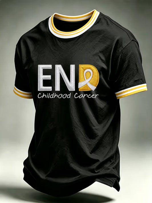 Men's Childhood Cancer Awareness Printed T-shirt
