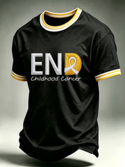 Men's Childhood Cancer Awareness Printed T-shirt