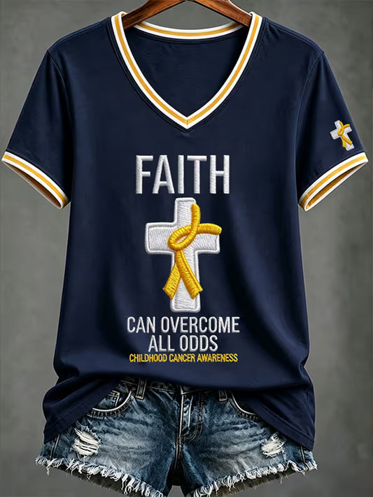 Women's Childhood Cancer Awareness Printed T-shirt