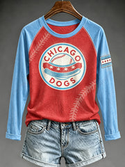 Women's Chicago Baseball Fan Print Long Sleeve T-shirt