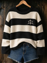 Women's Christian Art Cross Pattern Cozy Knit Sweater