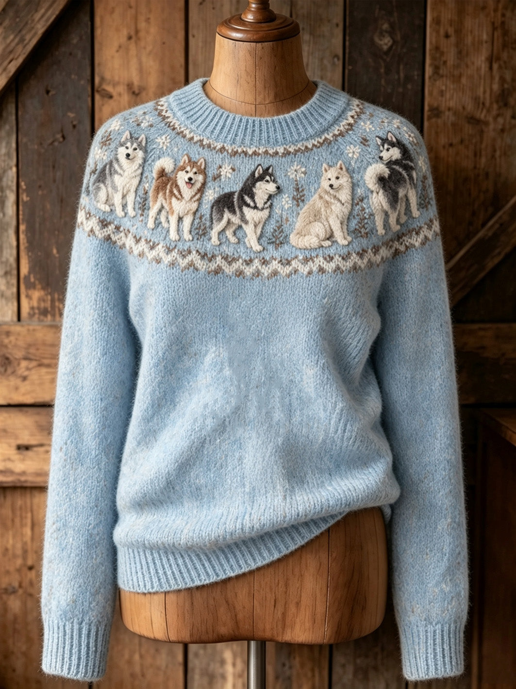 Women's cute puppy design casual long-sleeve sweater