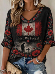 Women’s Canada Remembrance Day Print Casual T-Shirt