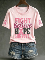 Women's anti-disease theme pattern printed casual short-sleeve T-shirt