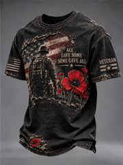 Men's Vintage-Style Veteran Graphic Short Sleeve T-shirt