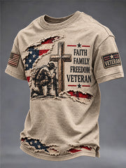 Men's Vintage-Style Veteran Graphic Short Sleeve T-shirt