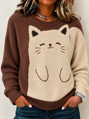 Women's Cute Cat Art Crew Neck Sweater