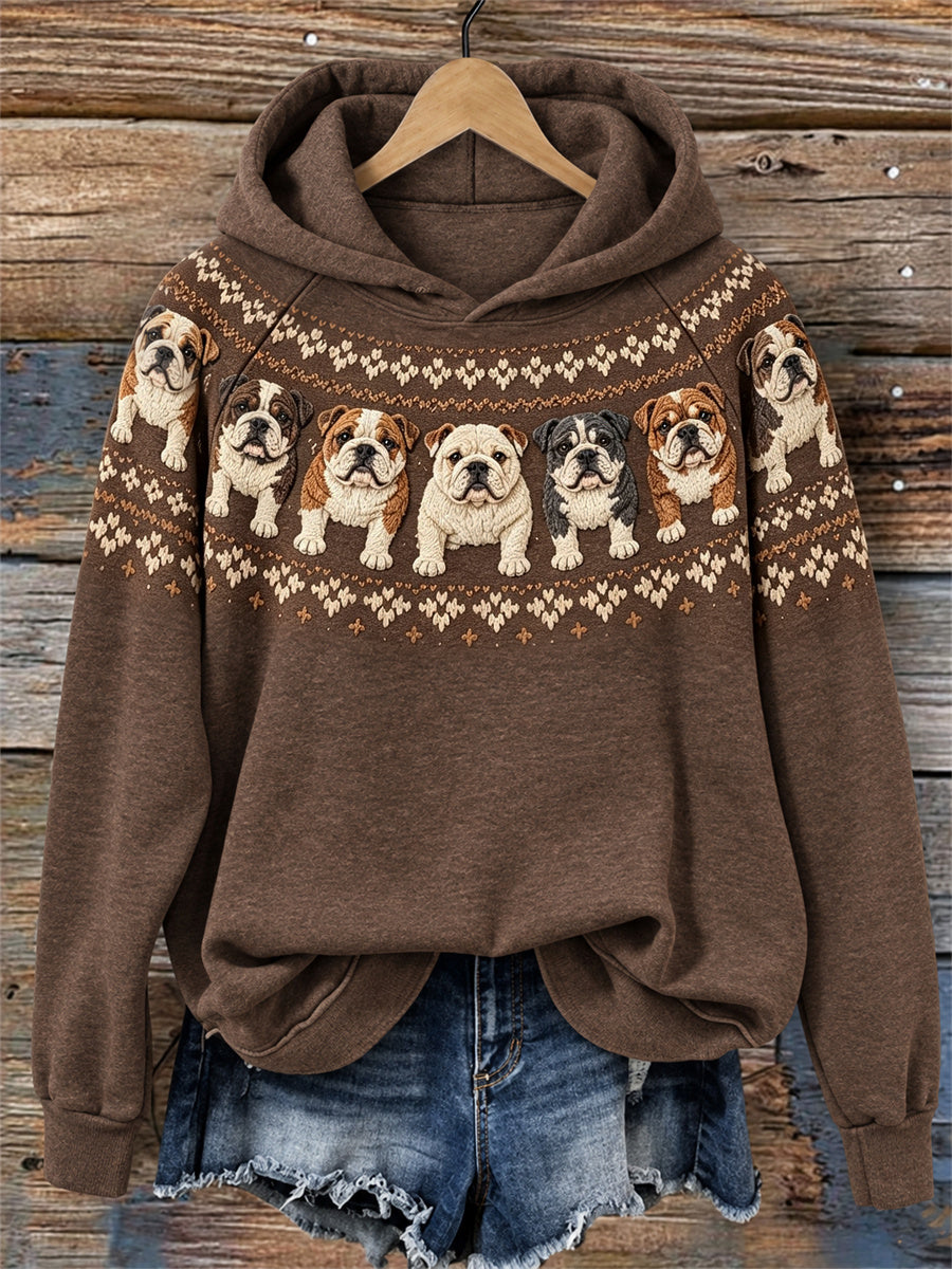 Women's Vintage Bulldogs Yoke Isle Print raglan sleeve Hoodie