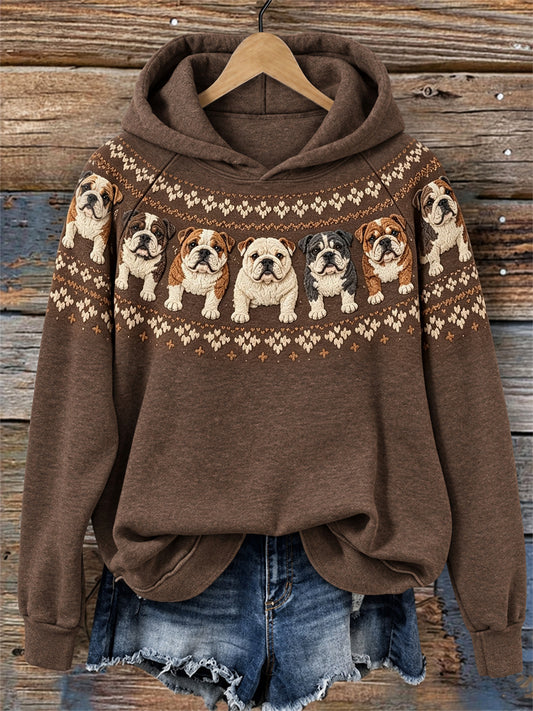Women's Vintage Bulldogs Yoke Isle Print raglan sleeve Hoodie