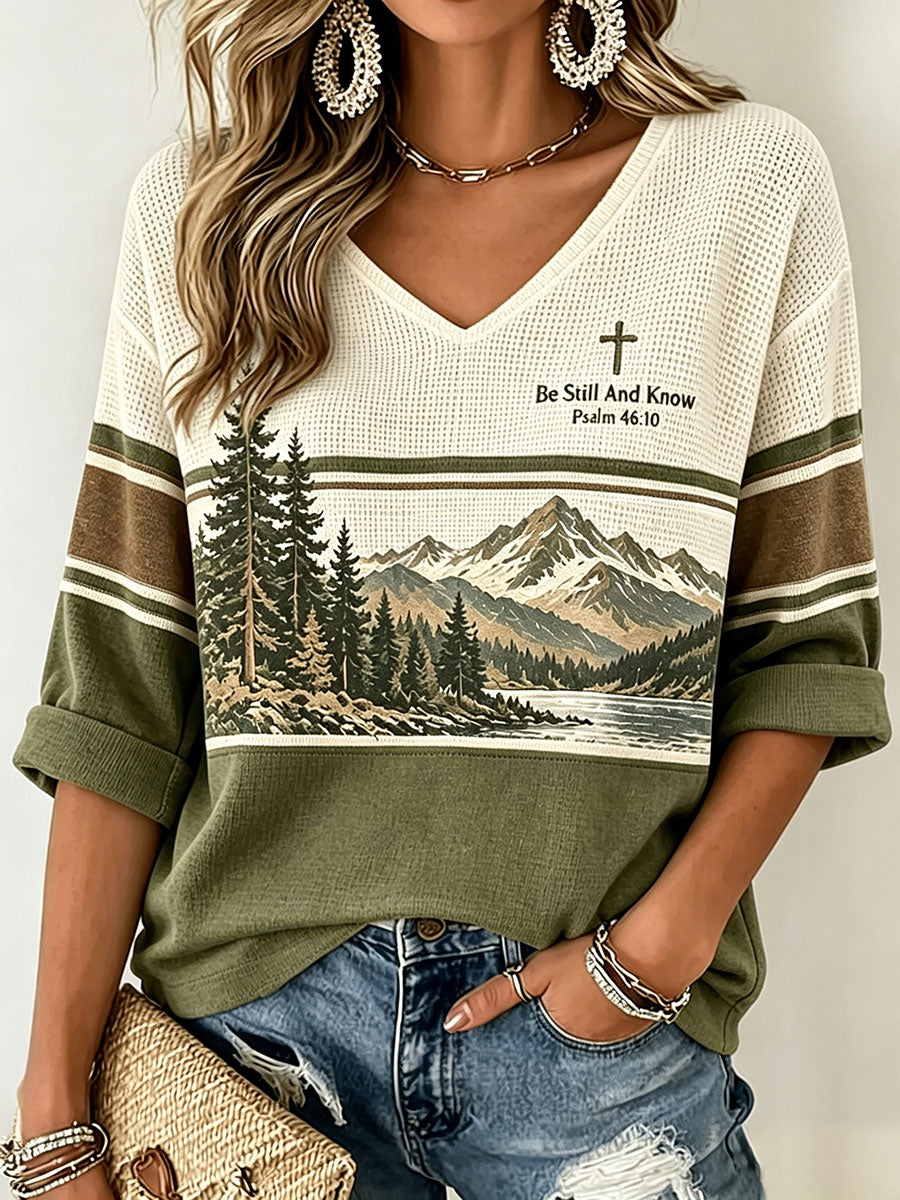 Women's Be Still and Know Waffle Top