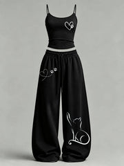 Women's Cute Cat Print Casual Set