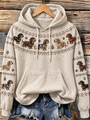 Women's cute puppy design pattern printed casual hoodie