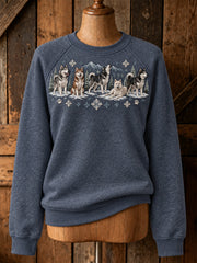 Women's cute puppy design casual raglan sleeve sweatshirt