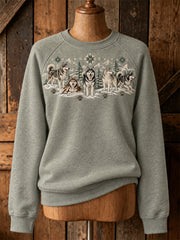 Women's cute puppy design casual raglan sleeve sweatshirt
