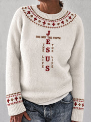 Women's "Jesus Is The Way, the Truth, the Life" Faith Print Casual Sweater