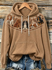 Women's cute puppy design pattern printed casual hoodie