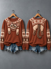 Women's Cute Cats In Autumn And Winter Print Sweatshirt