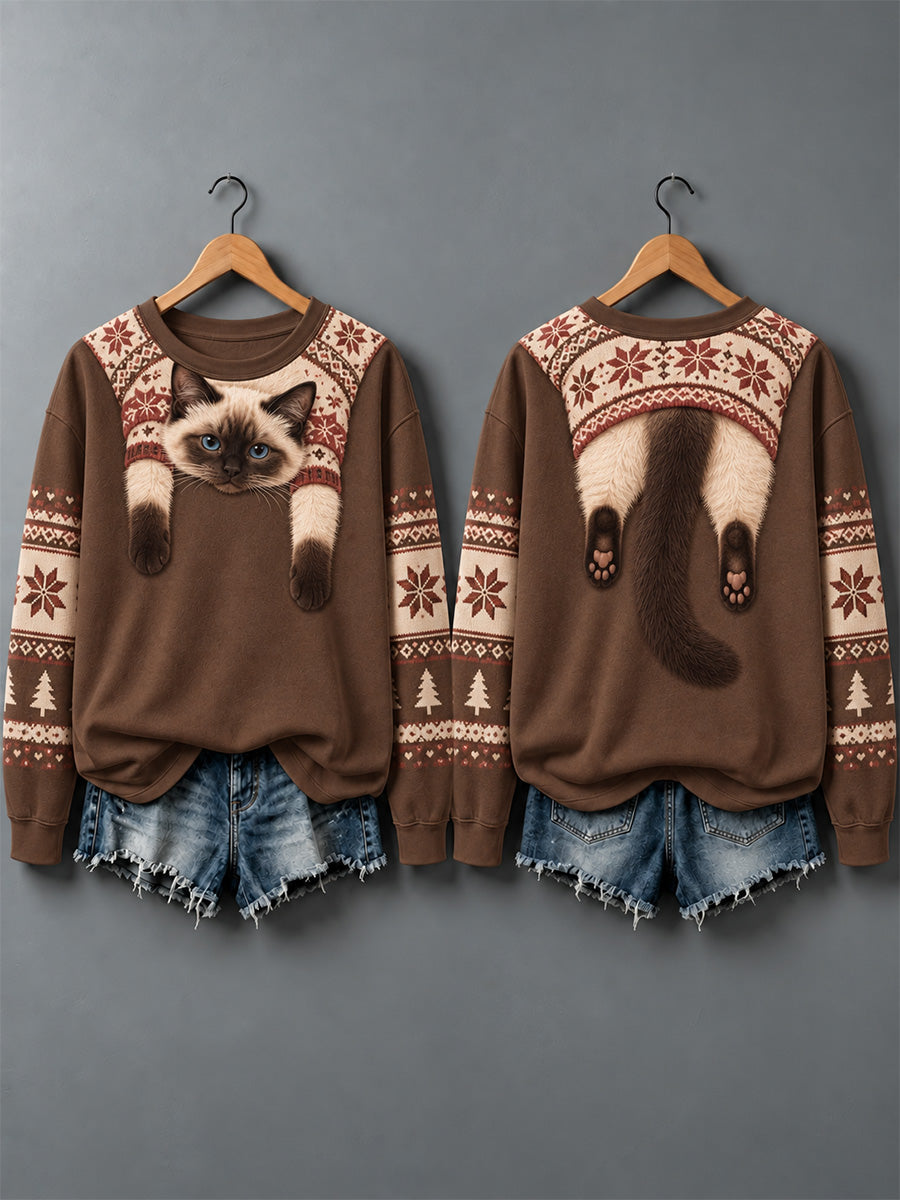 Women's Cute Cats In Autumn And Winter Print Sweatshirt