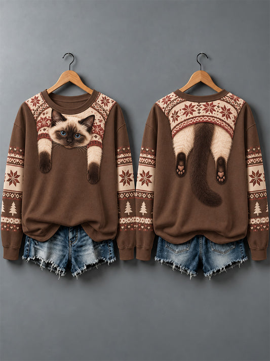 Women's Cute Cats In Autumn And Winter Print Sweatshirt