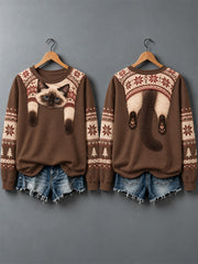Women's Cute Cats In Autumn And Winter Print Sweatshirt