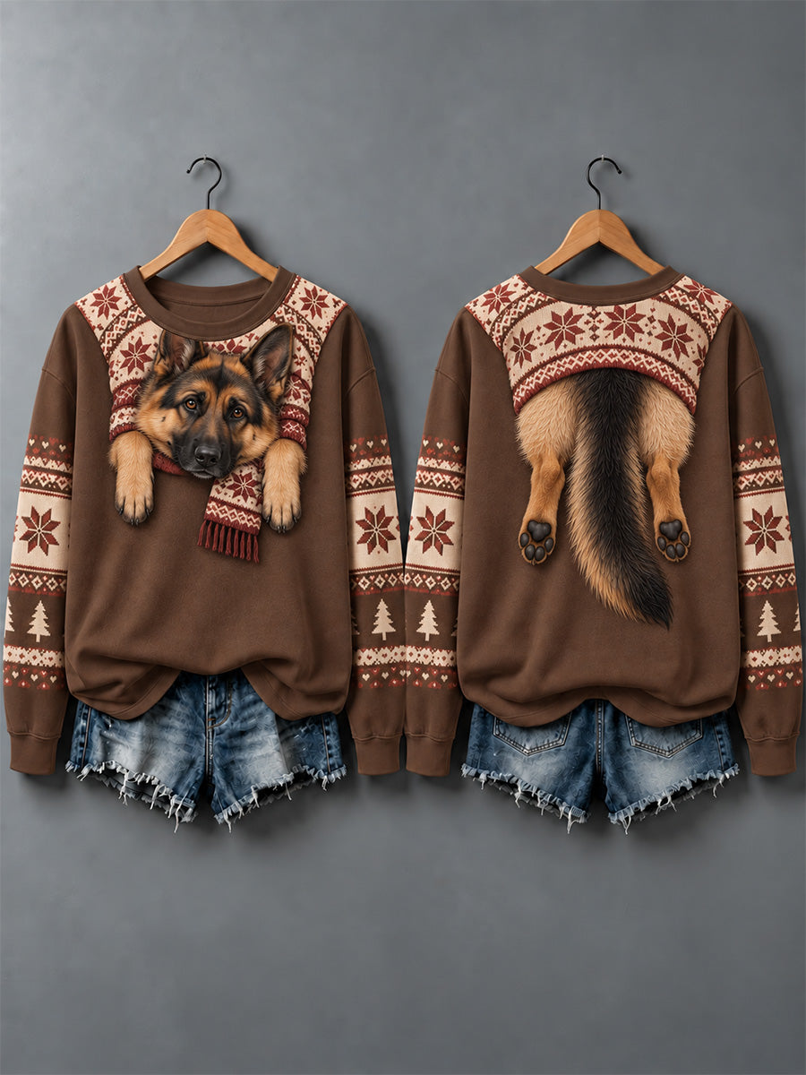 Women's Cute Dogs In Autumn And Winter Print Sweatshirt