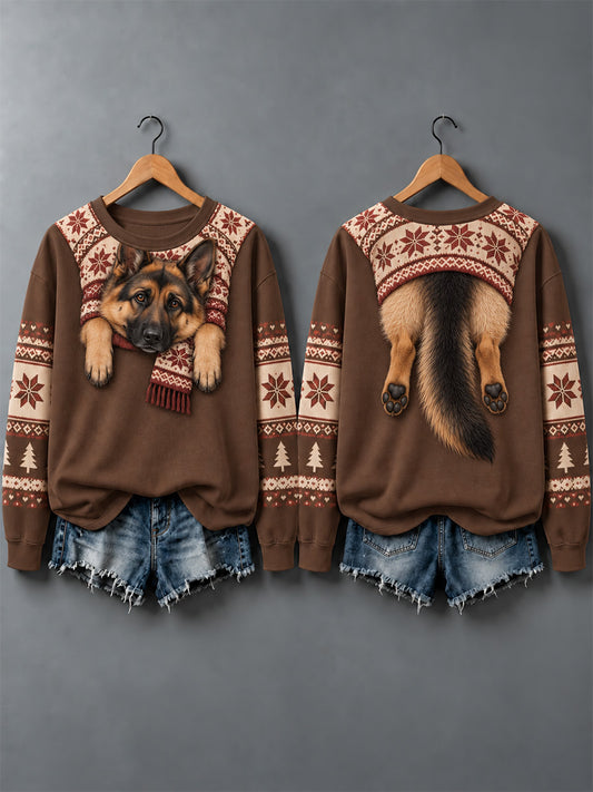 Women's Cute Dogs In Autumn And Winter Print Sweatshirt