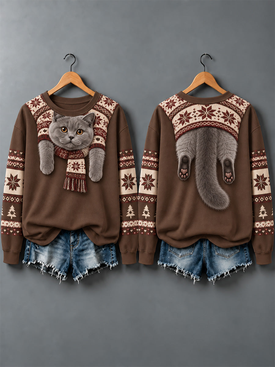 Women's Cute Cats In Autumn And Winter Print Sweatshirt