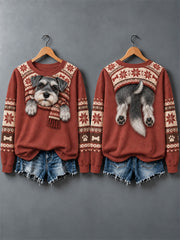 Women's Cute Dogs In Autumn And Winter Print Sweatshirt